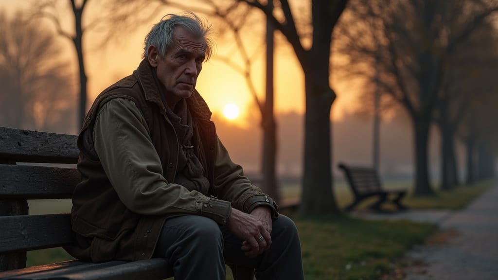 A man sitting alone, lost in deep thought, reflecting on how character flaws have shaped his life