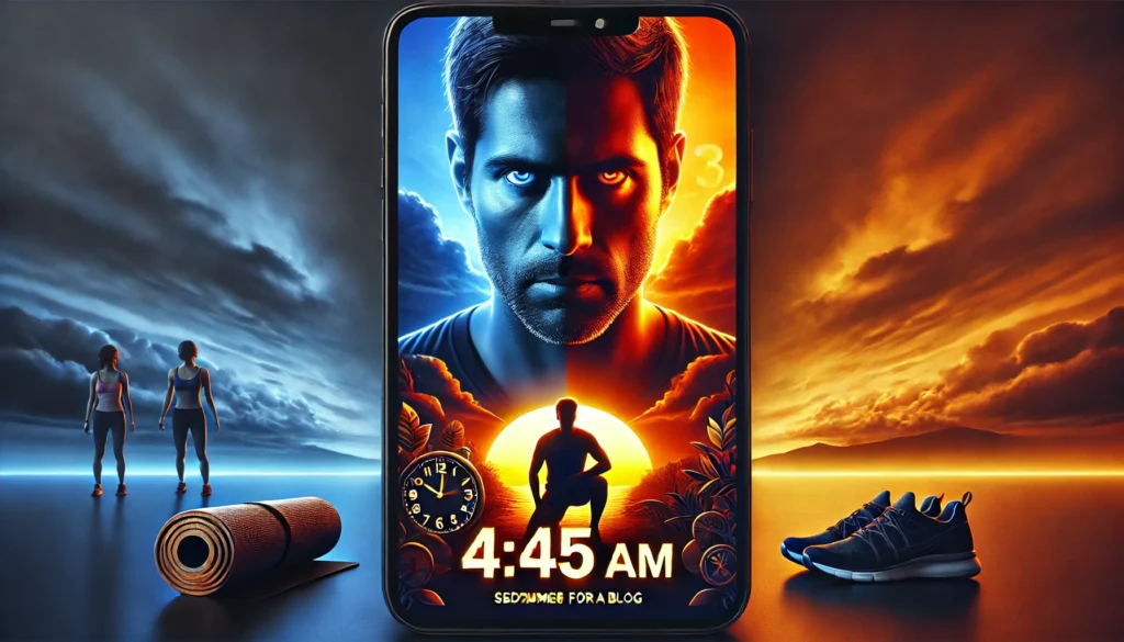 Thumbnail of a 4:45 AM clock with a man’s determined face at sunrise, symbolizing waking up early for redemption.